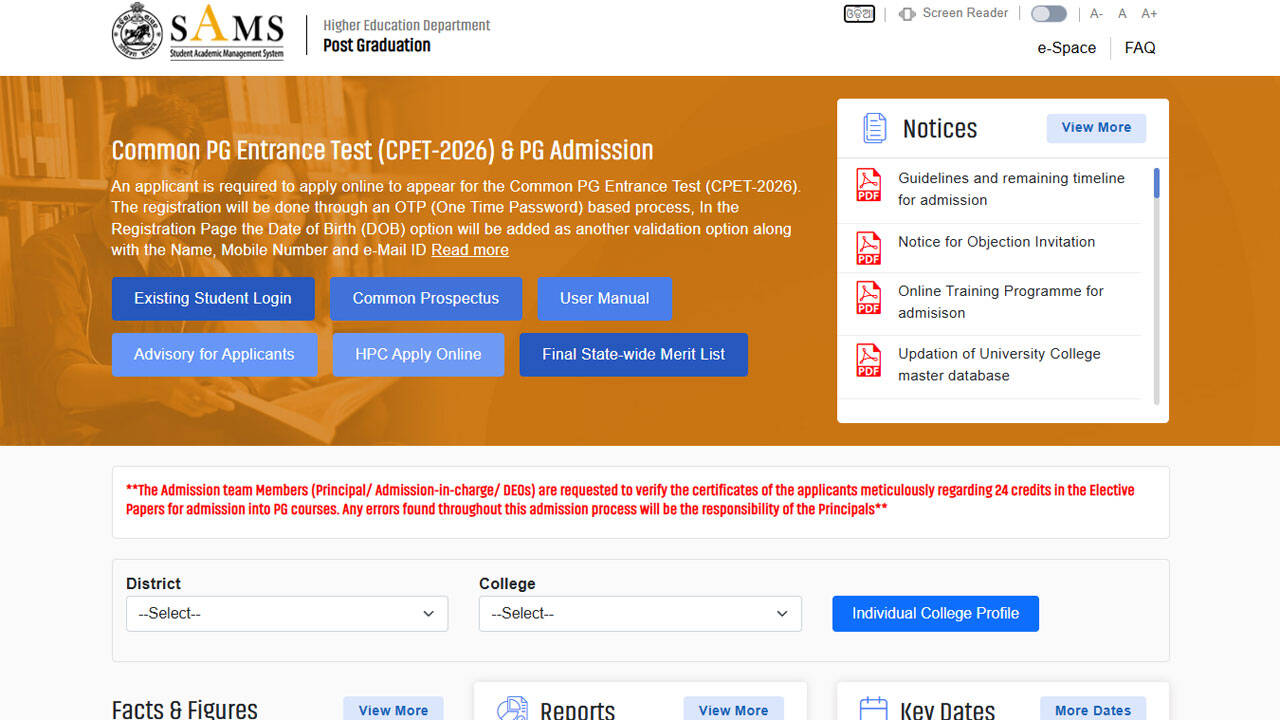 SAMS Odisha PG 2026 Round 1 allotment result today at 4 PM; check admission schedule and next steps