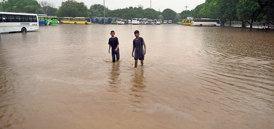 Torrential rain has caused significant flooding and infrastructure failures across Gurgaon.