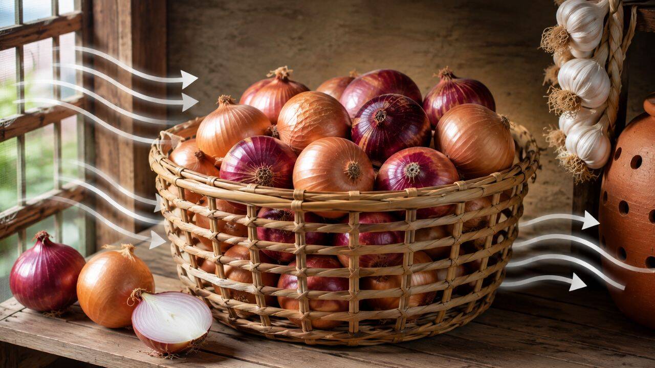 Good airflow keeps onions fresher<br>