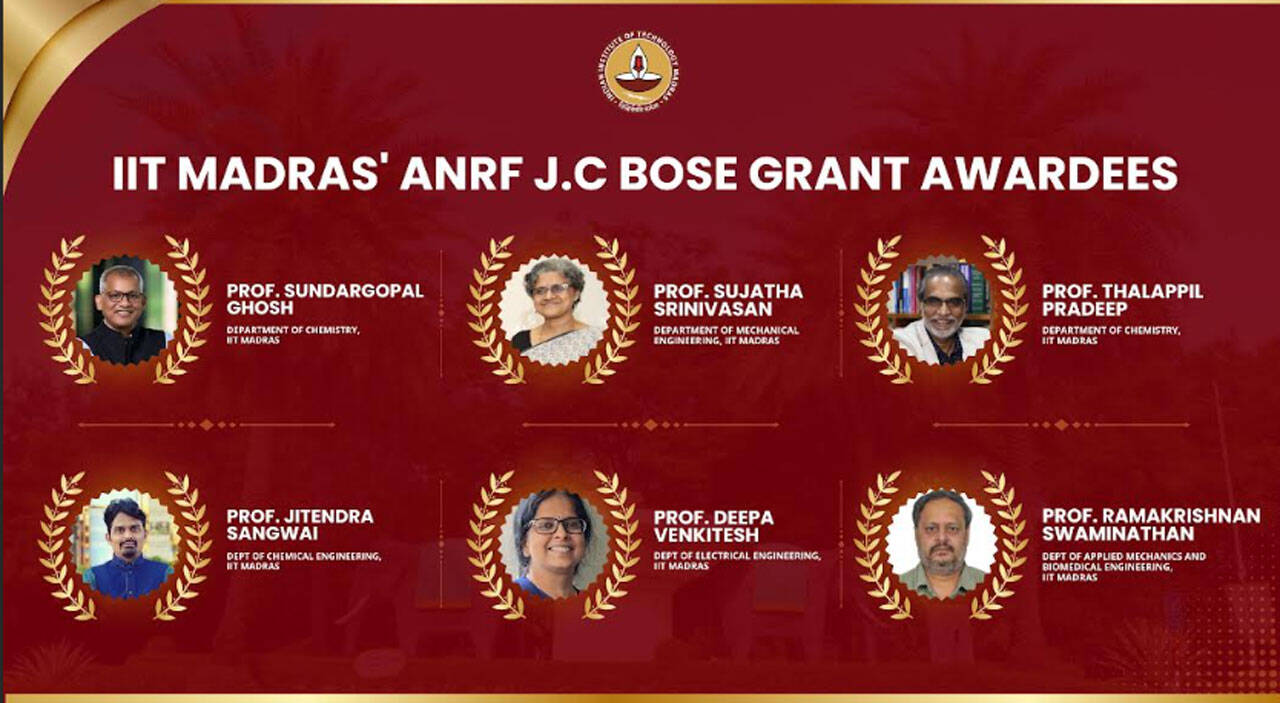 ANRF J. C. Bose Grant awardees from IIT Madras