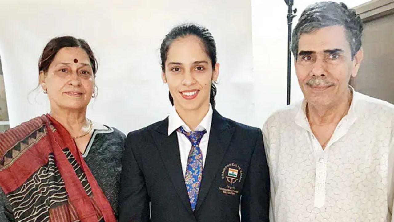 Saina with her parents.