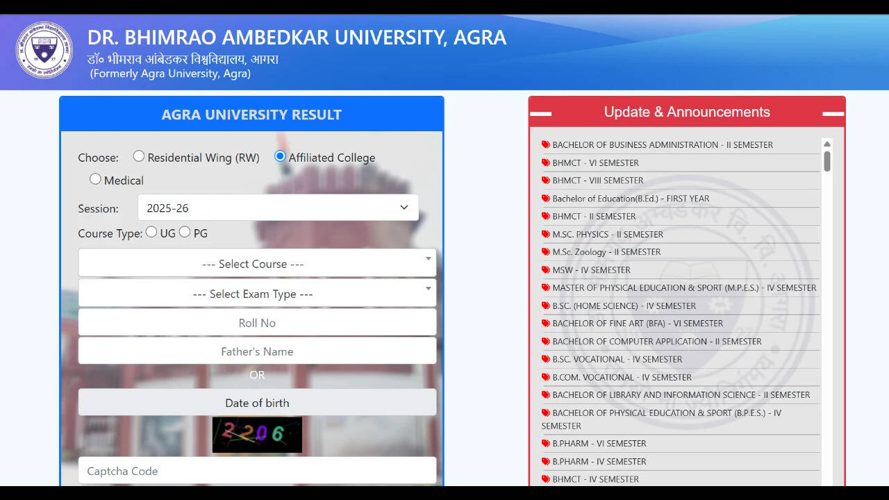 Agra University Result 2026 declared for UG and PG courses: Direct link to download scorecards here