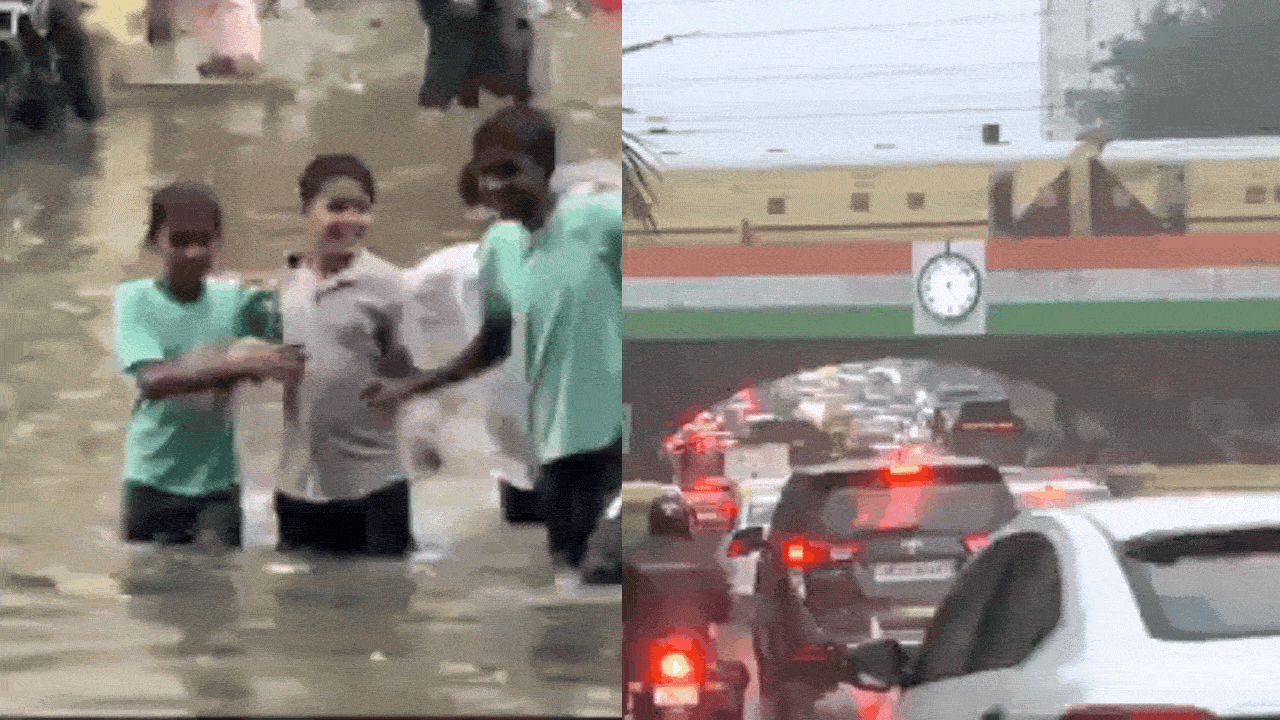 Watch: Delhi-NCR drowns in rain chaos; 7 videos show waterlogging, gridlock