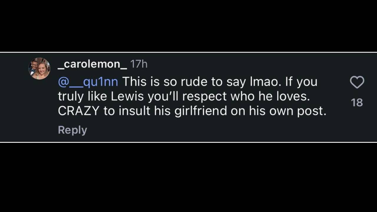 Lewis Hamilton's comment section 4