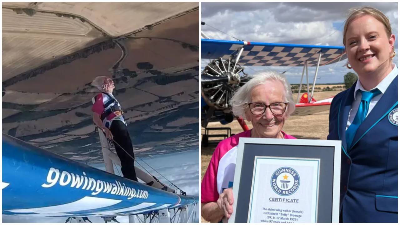 Meet Betty Bromage: 97-year-old breaks her own Guinness World Record as oldest female wing walker after recovering from stroke