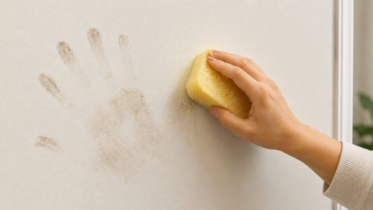 Use a soft sponge for dried-on grease<br>
