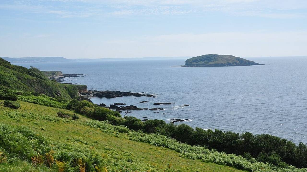 Looe Island from a small boat off shore 1