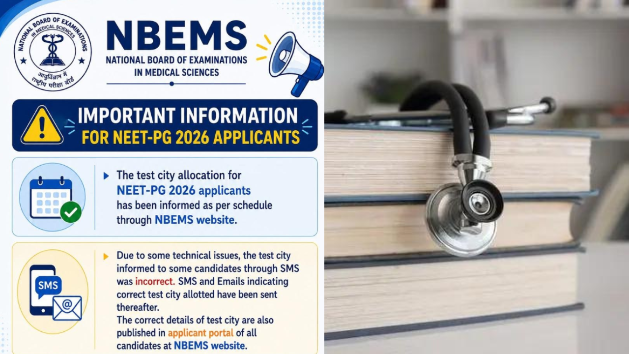NEET PG 2026 city intimation slip: NBEMS issues clarification after candidates report discrepancies