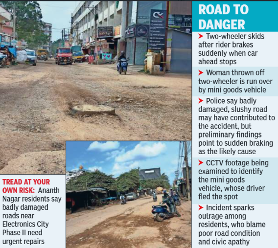 Bad roads raise safety concerns in Bengaluru.