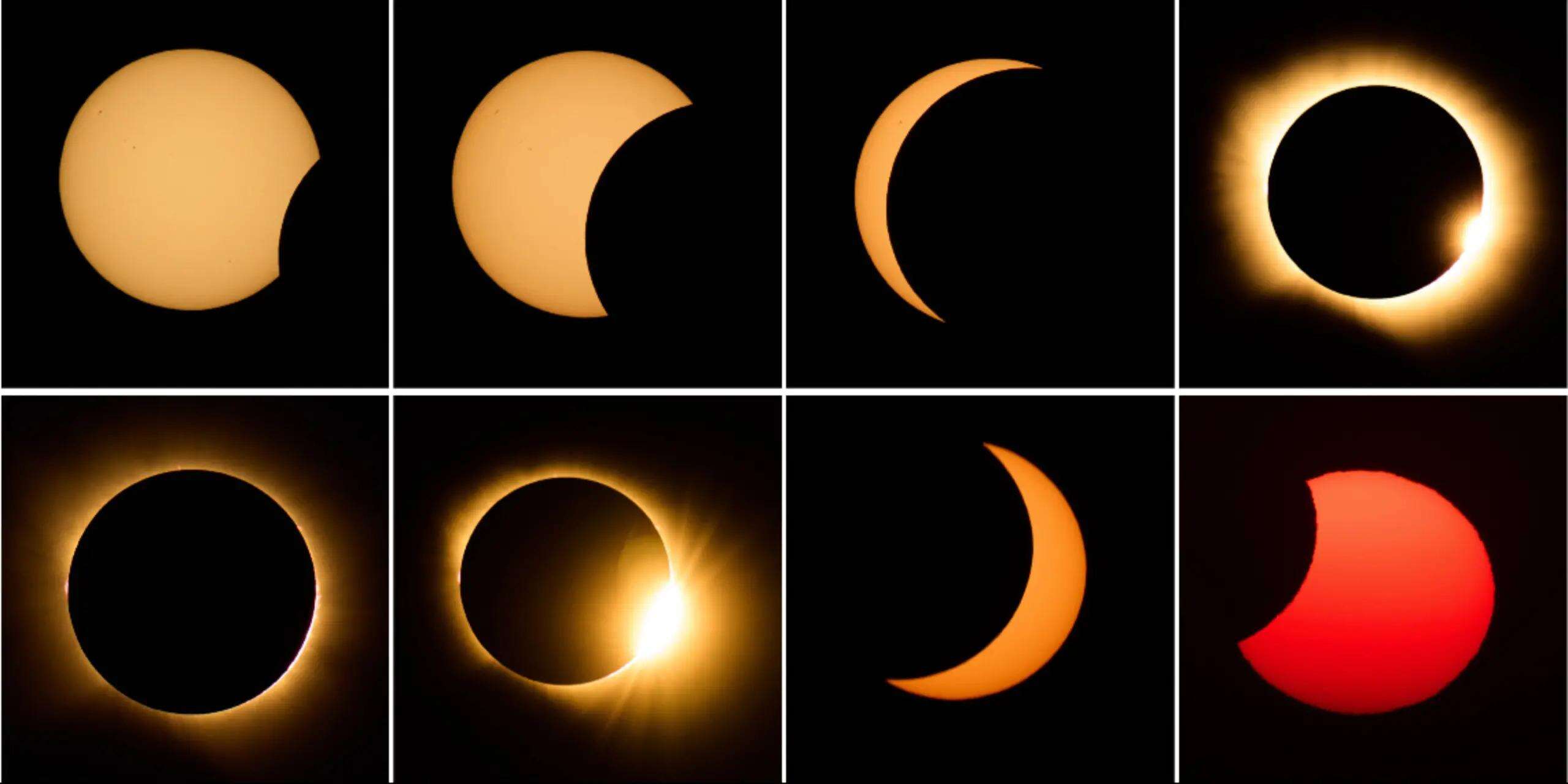 Progression from full sun to totality. (Photo: AP)<br>