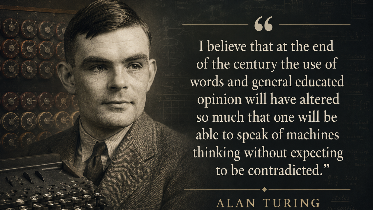 Quote of the day by Alan Turing: "I believe that at the end of the century.."
