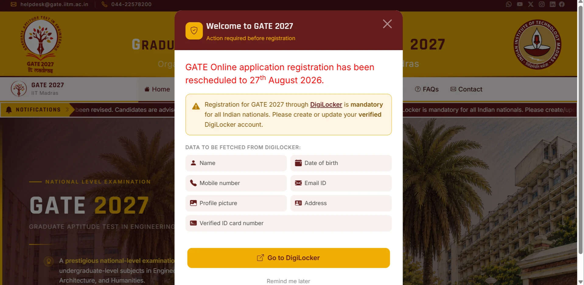 GATE 2027 registration postponed: IIT Madras to begin applications on August 27; check details