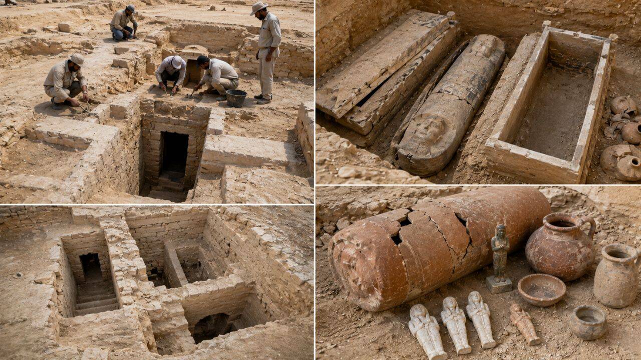 3 tombs discovered in Egypt’s Bahariya Oasis reveal burials from different periods (PC: AI Generated)<br>