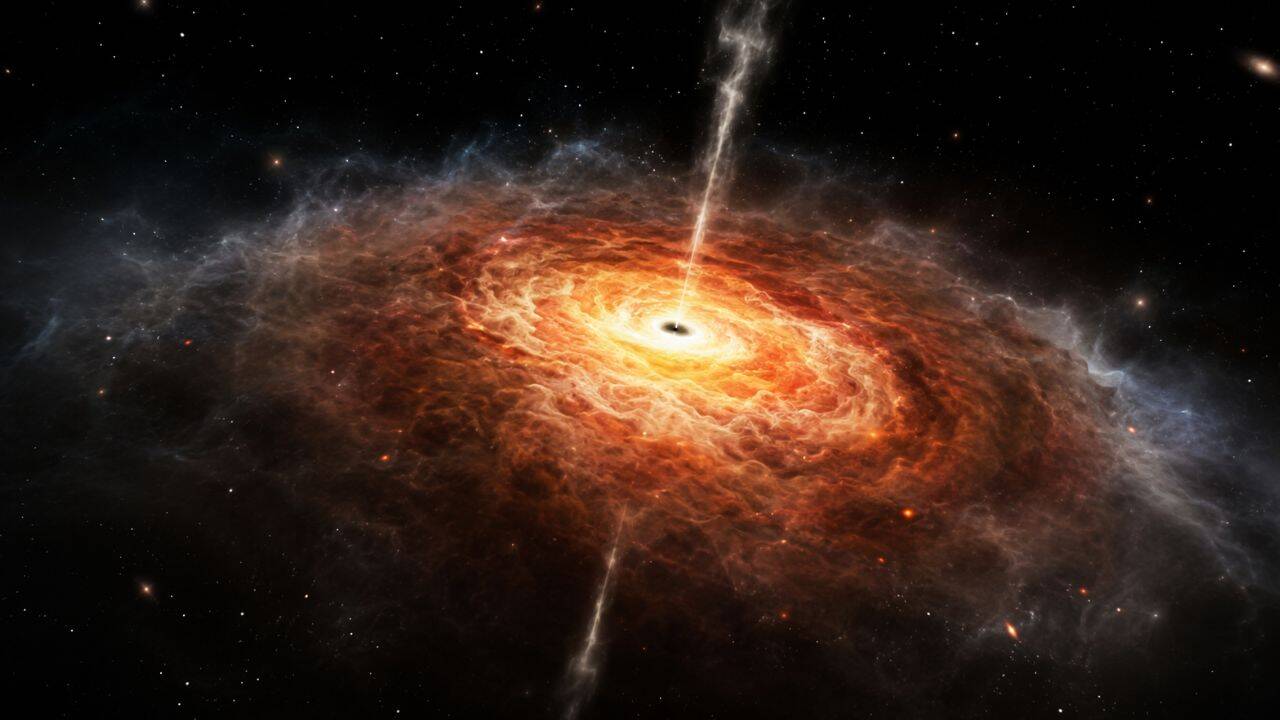 <br>Possible ‘black hole star’ in early Universe may be a black hole hidden inside dense gas (PC: AI Generated)<br>