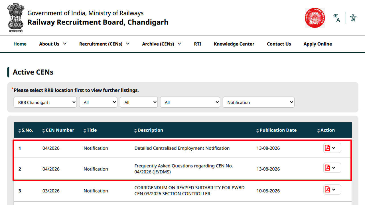 RRB JE CEN 04/2026 recruitment 2026 begins for 3,993 posts; check eligibility, fees, details and direct link