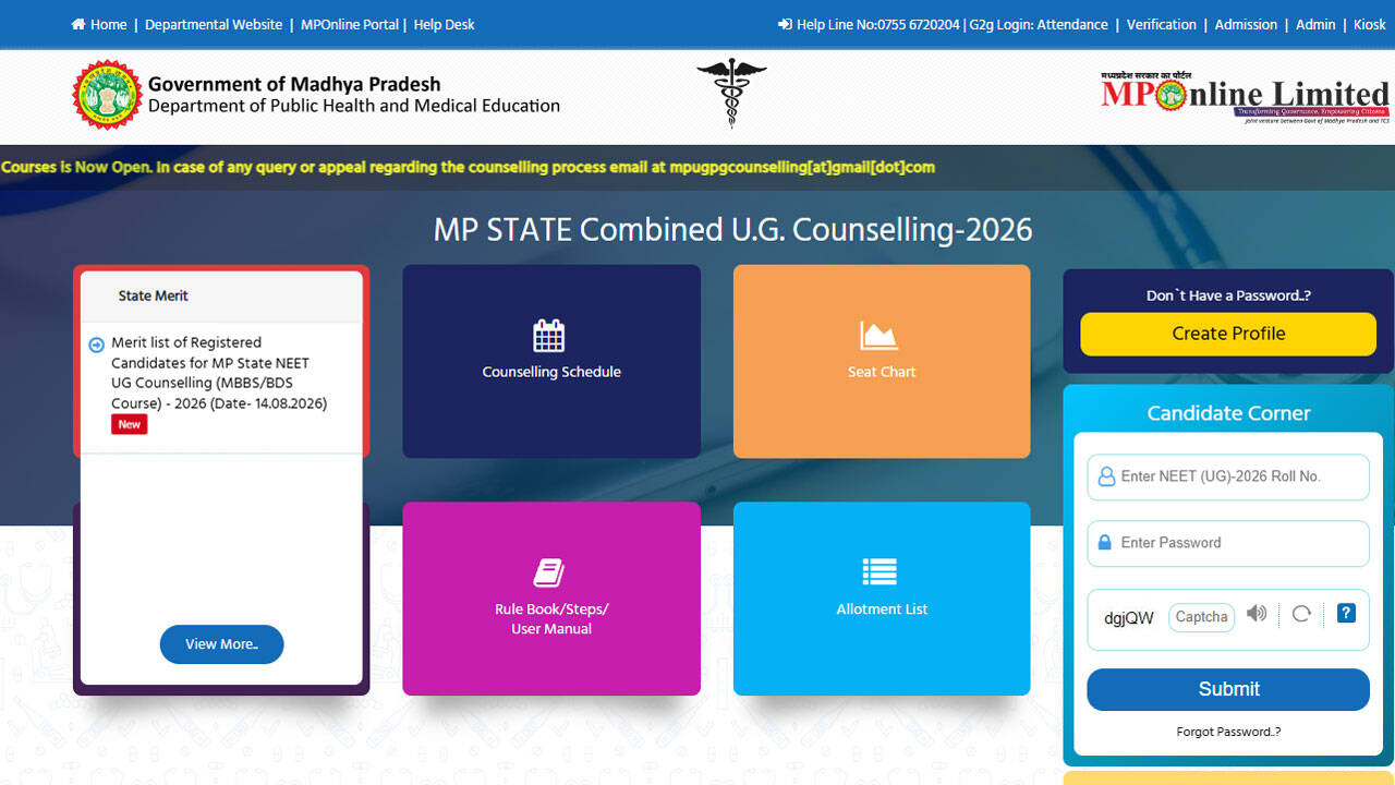 MP NEET UG merit list 2026 released with 17,093 candidates; check toppers' list and counselling schedule here