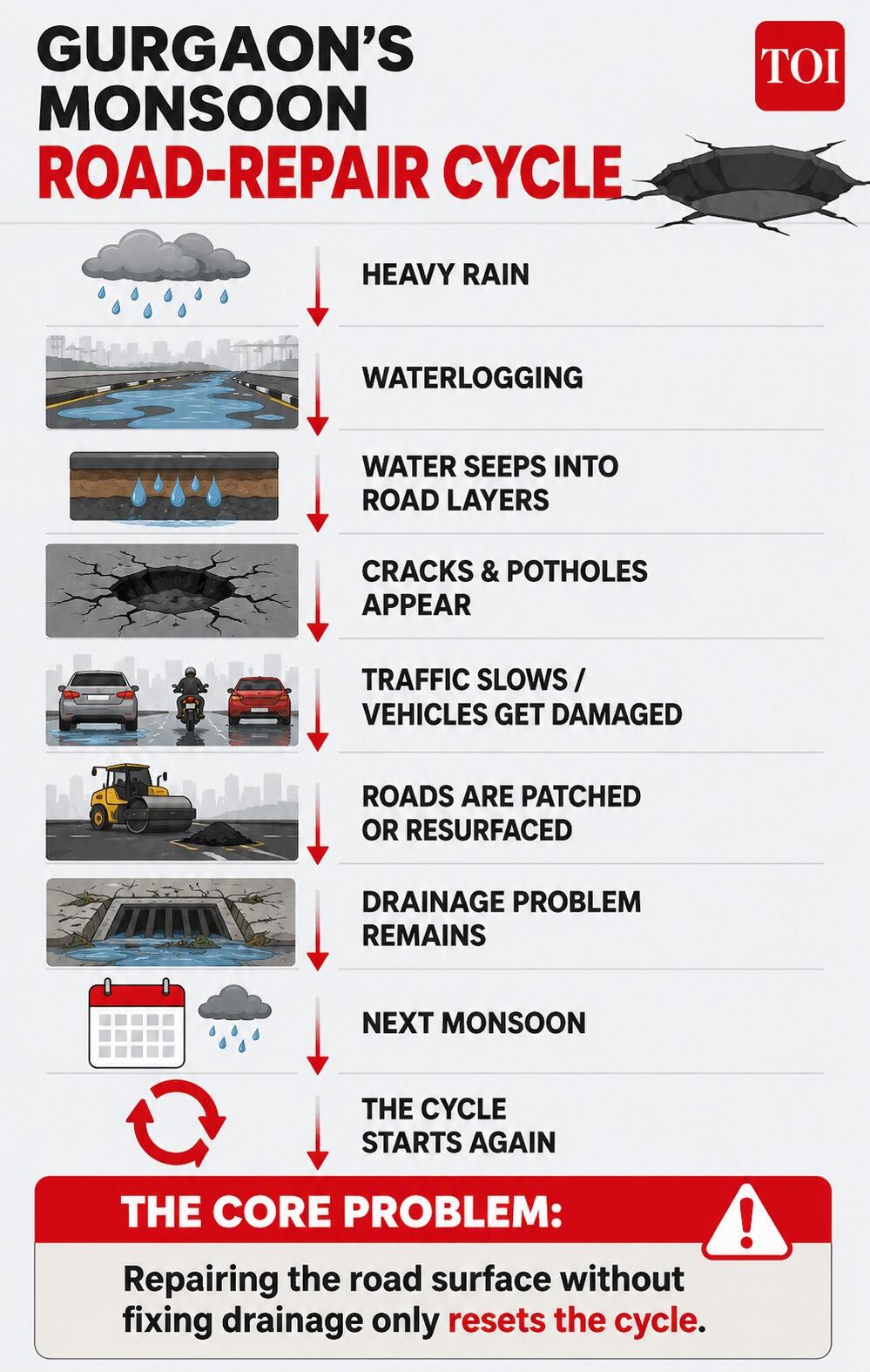 Gurgaon's monsoon road-repair cycle