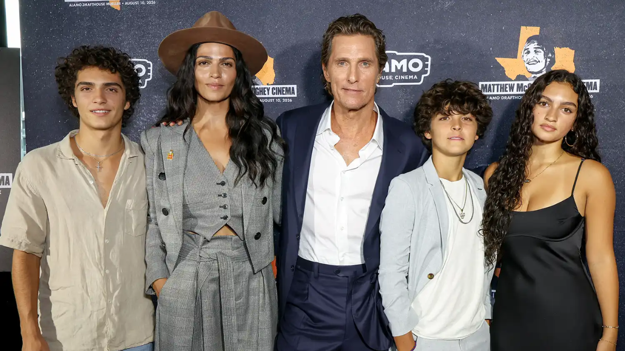 Matthew McConaughey with his family. (Photo credit: Rick Kern/Getty)