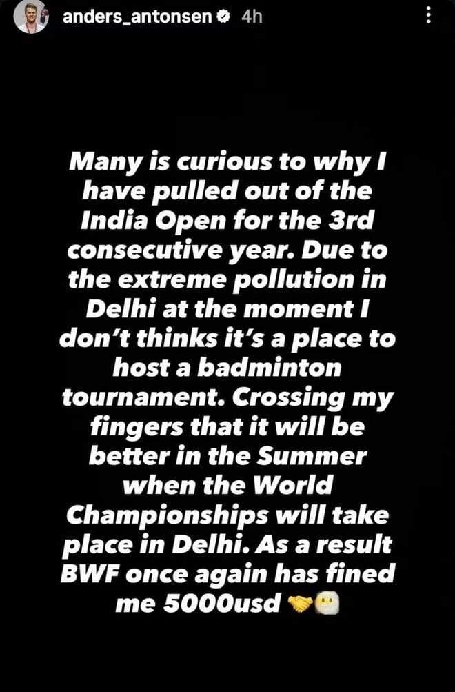 Antonsen's Instagram post