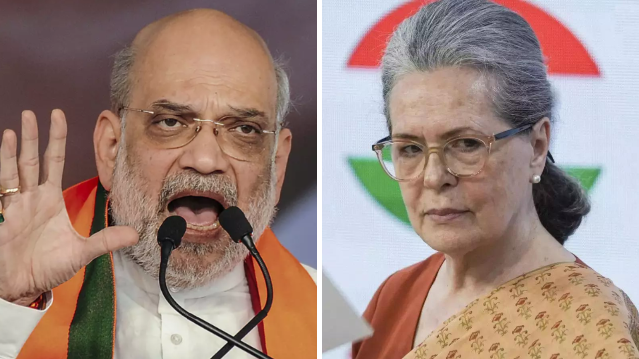 Vande Mataram row: Shah takes 'sin' jibe at Sonia; Cong says 'diverting attention'