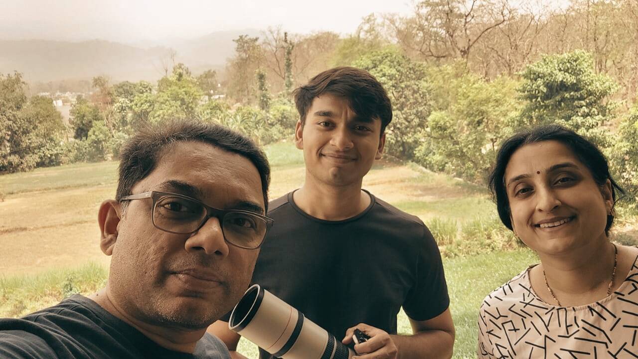 Ashray, birding with parents