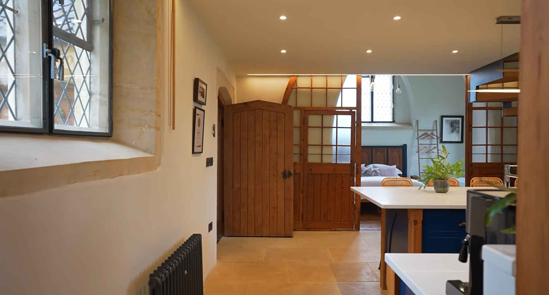 The former church now features a dramatic nave, suspended glass bedroom pod, sleek kitchen, two luxury bathrooms and restored Victorian details.
