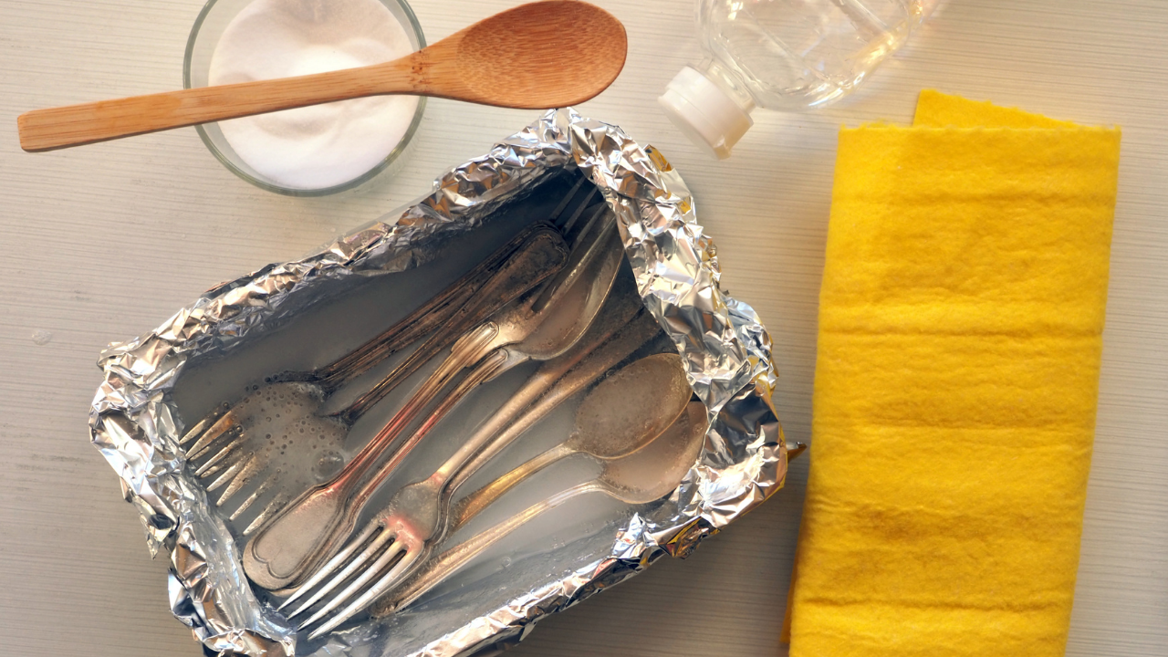Clean Silverware At Home: DIY foil and baking soda hack; no scrubbing needed