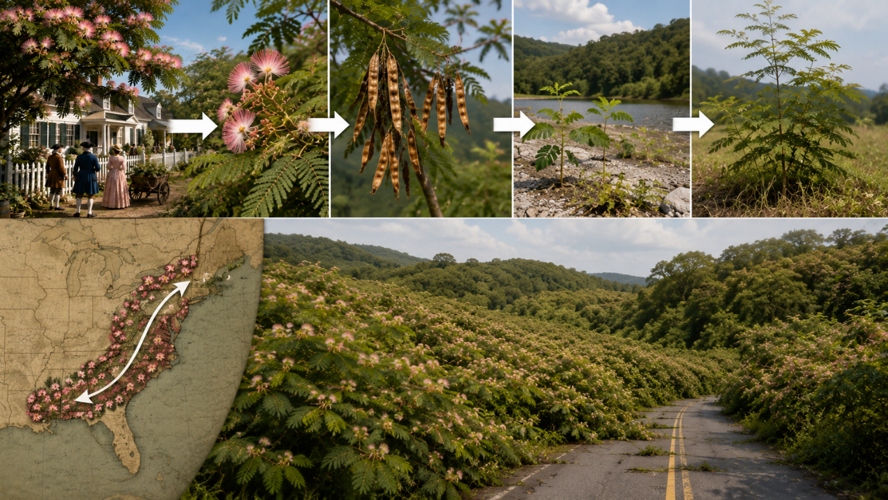 How mimosa escaped gardens and spread as an invasive tree