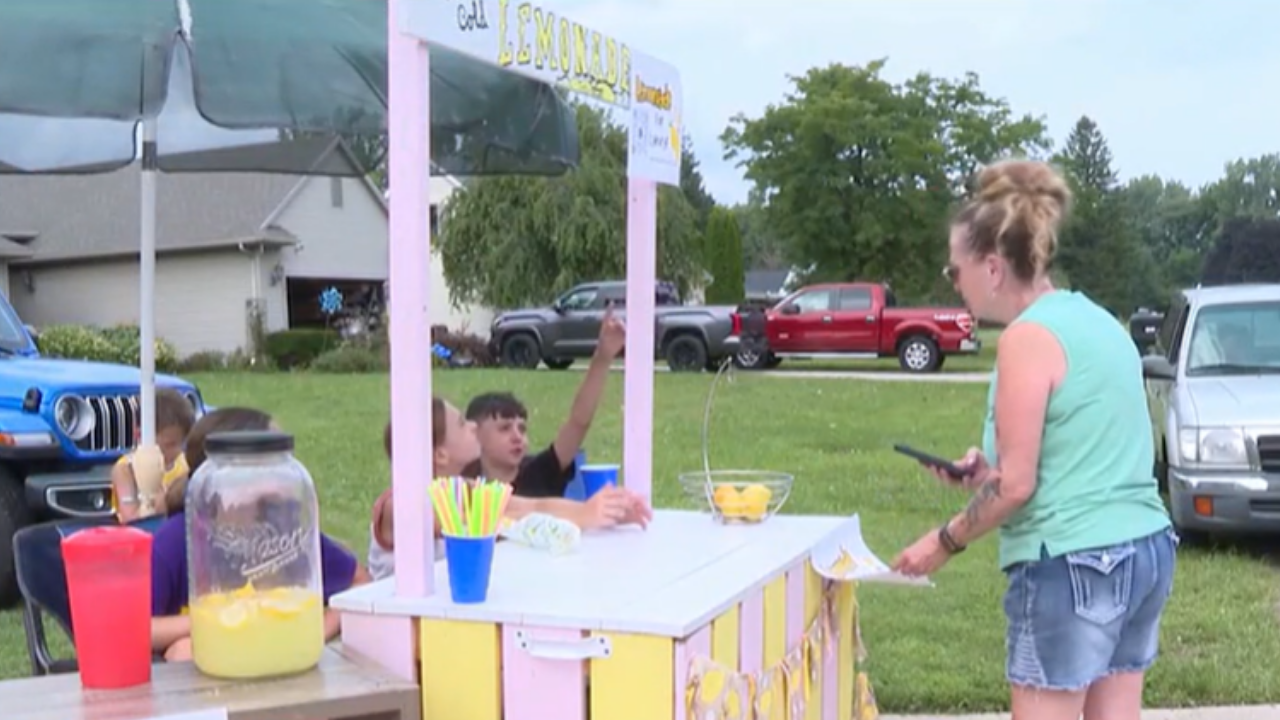 Michigan children set up a lemonade stand<br>