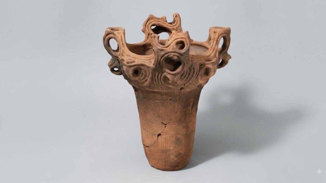 5,000-year-old Japanese pot in New York has a flame-like rim