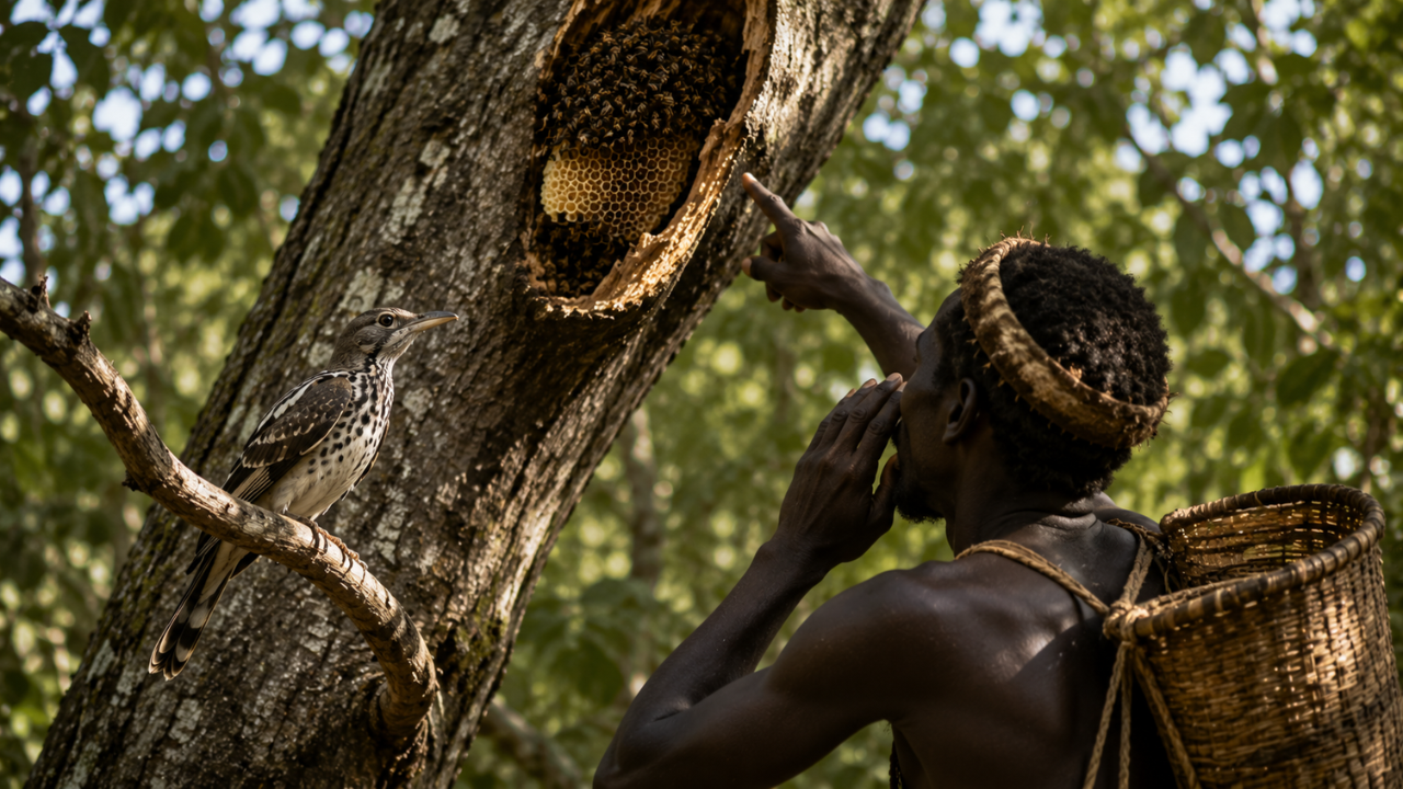 How African honeyguides help honey hunters find hidden bee nests