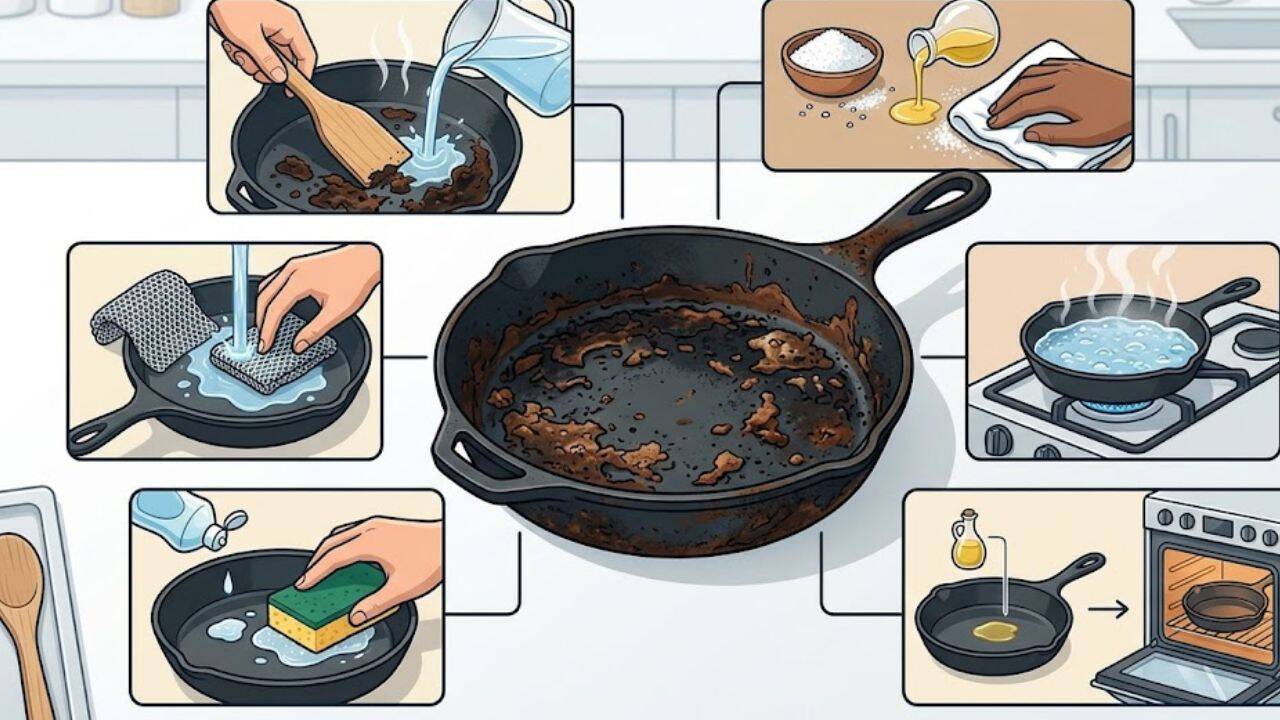 How to clean a burnt iron pan: 5 methods that actually work