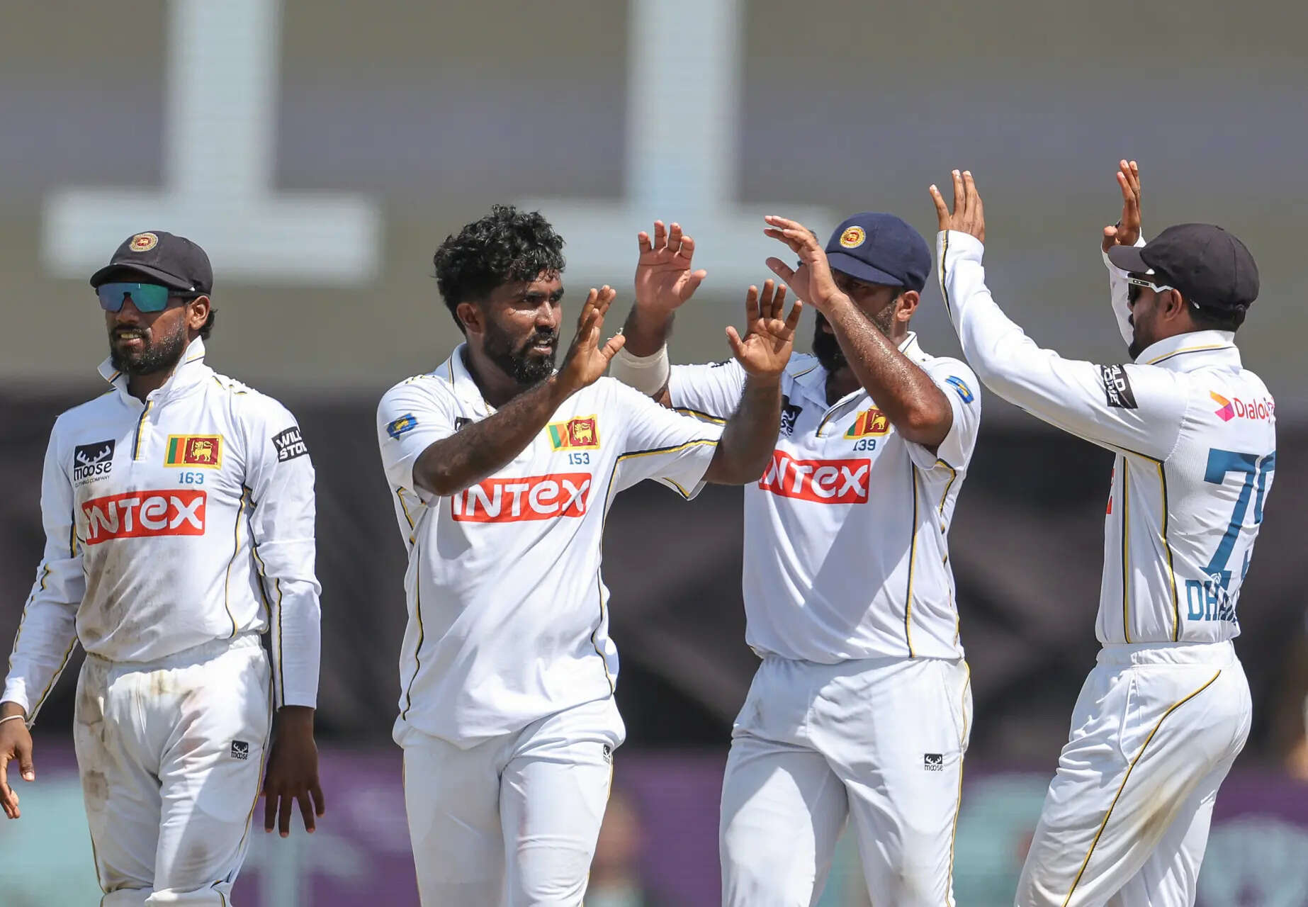 Galle [Sri Lanka], Aug 18 (ANI): Sri Lanka's Asitha Fernando and teammates celeb...