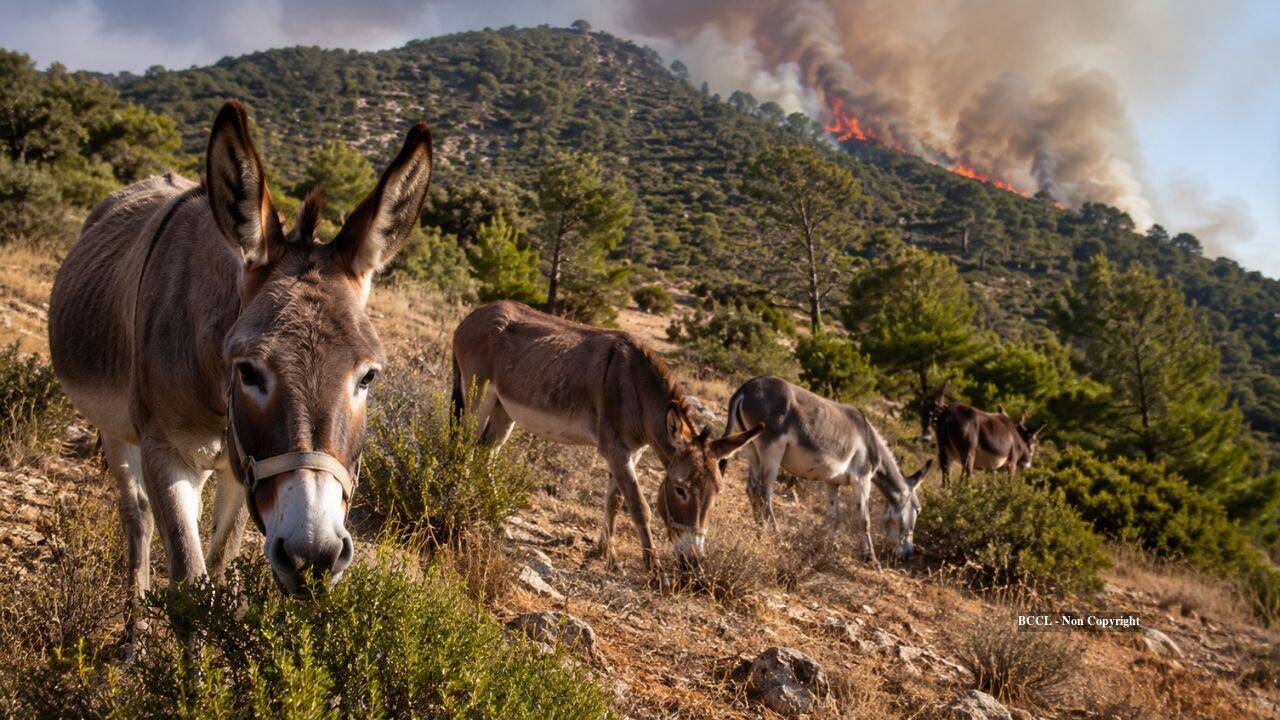 Spanish woman trains 18 rescued donkeys to help prevent wildfires
