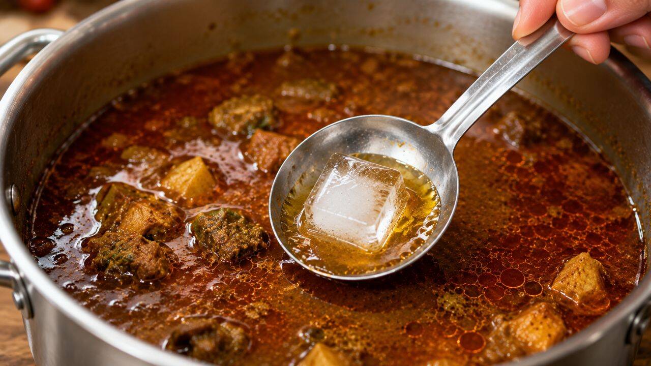 Use a few ice cubes<br>