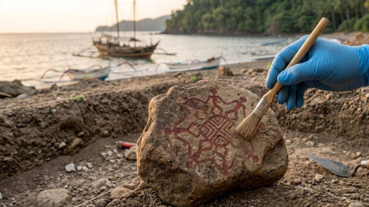 4,000-year-old painted plaque found on Indonesia’s Wetar Island<br>