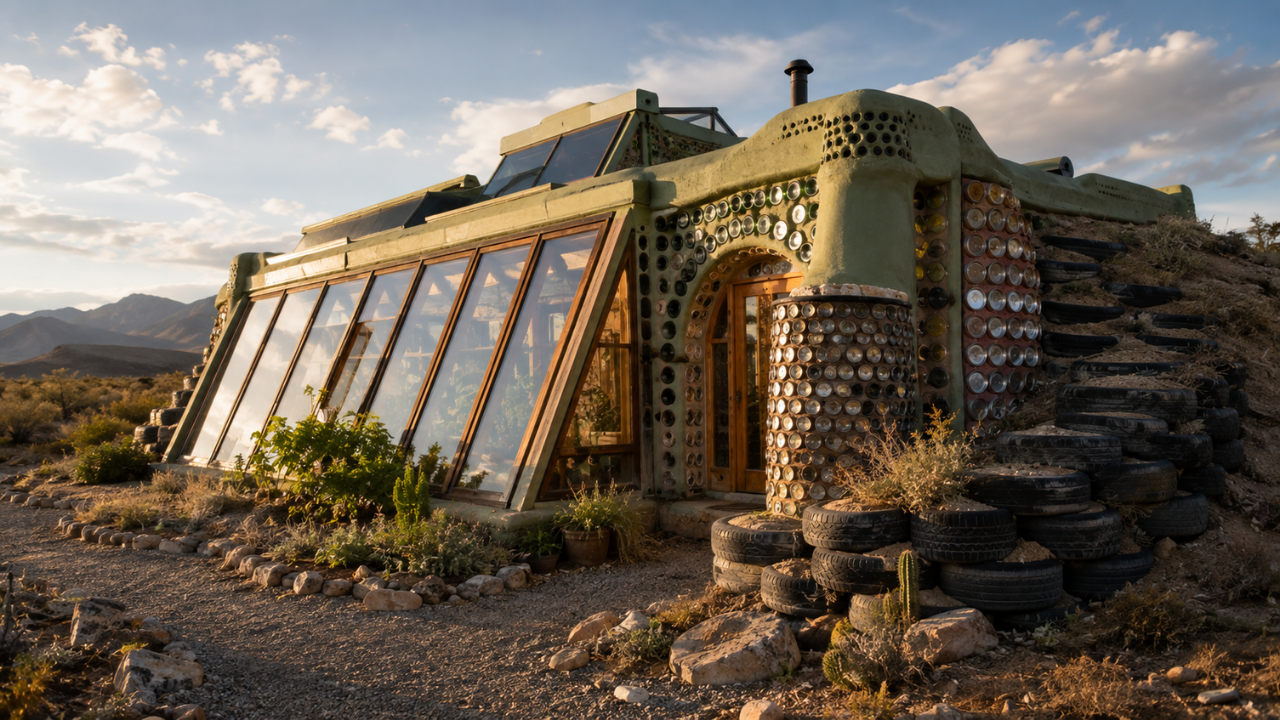 How Michael Reynolds turned discarded tyres, cans and bottles into Earthship homes