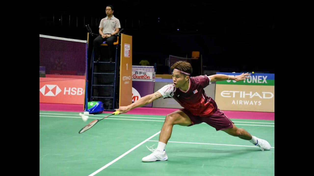 New Delhi, Aug 19 (ANI): USA's Garret Tan in action during the men's singles Rou...