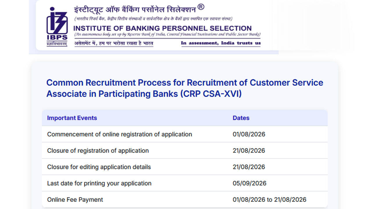IBPS Clerk apply online 2026: Last date August 21 for 11,403 vacancies, check fees and documents