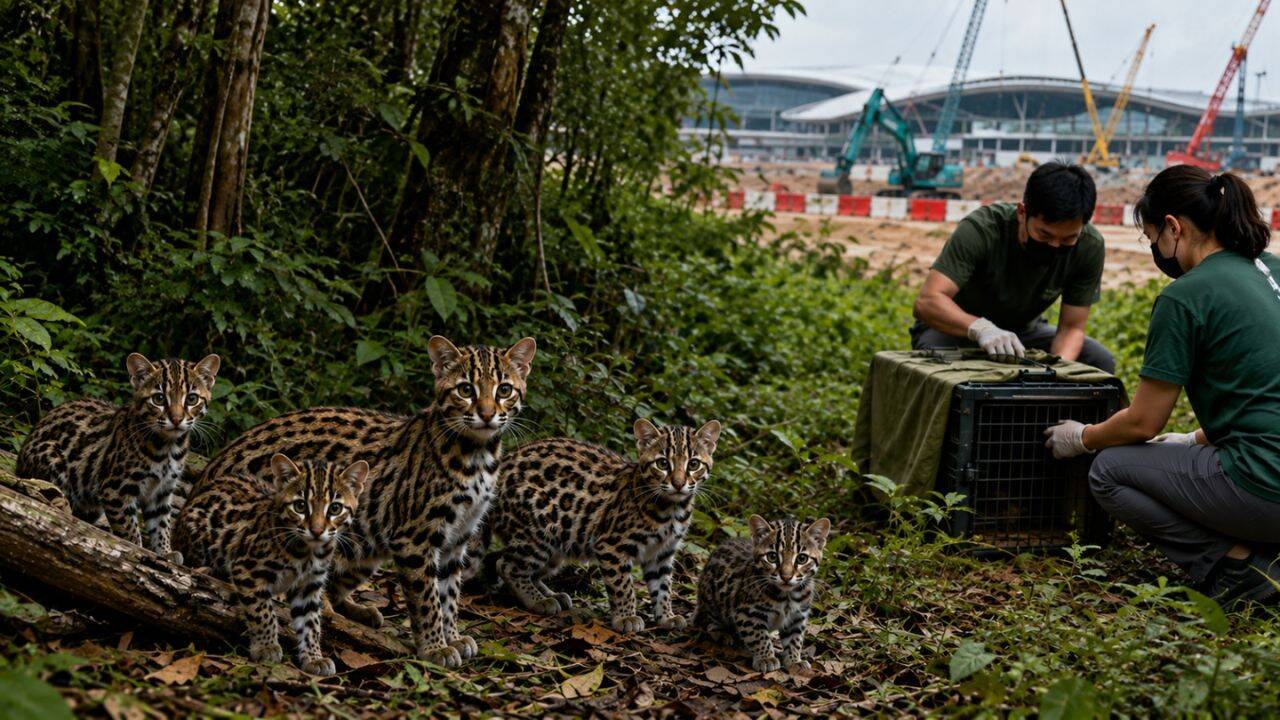 Five leopard cats were found breeding in Changi forest before Terminal 5 changed their future