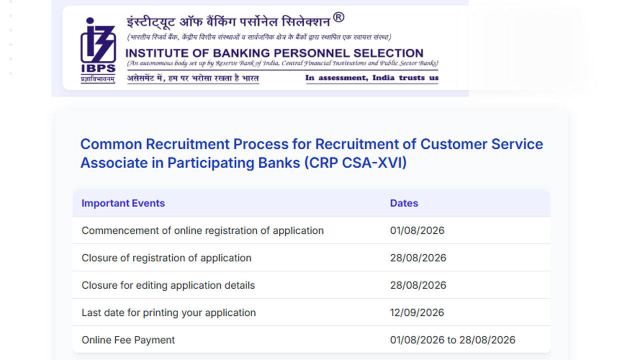 IBPS Clerk Recruitment 2026: Application deadline extended to August 28 for 11,403 posts; check eligibility and fees