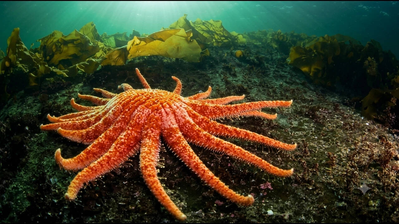 Washington releases 20 lab-raised sunflower stars to restore kelp forests