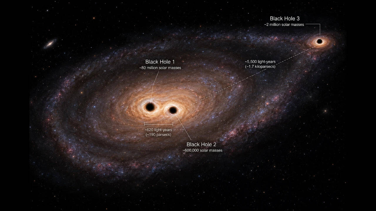 James Webb telescope discovered three Supermassive black holes from an ancient galaxy