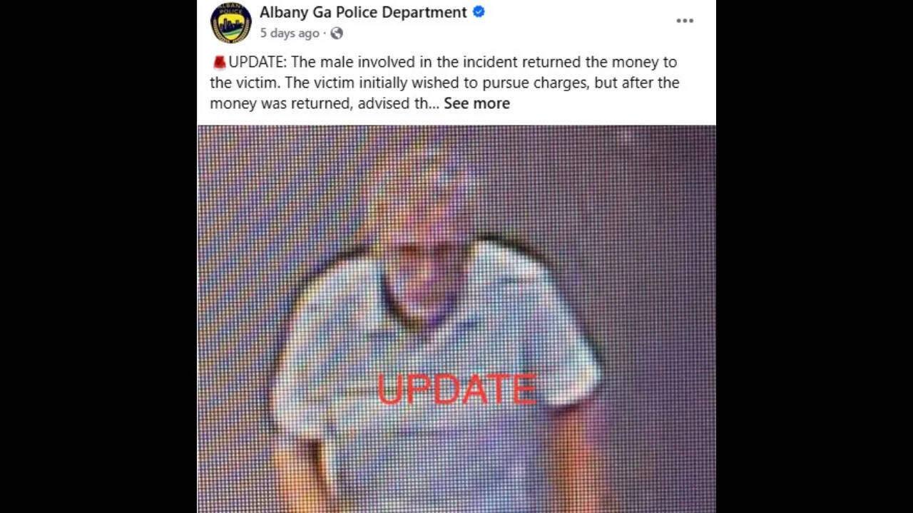 Albany Police Department issues BOLO for a man who picked $30 from the floor while shopping at Walmart; faces backlash, says no charges will be filed