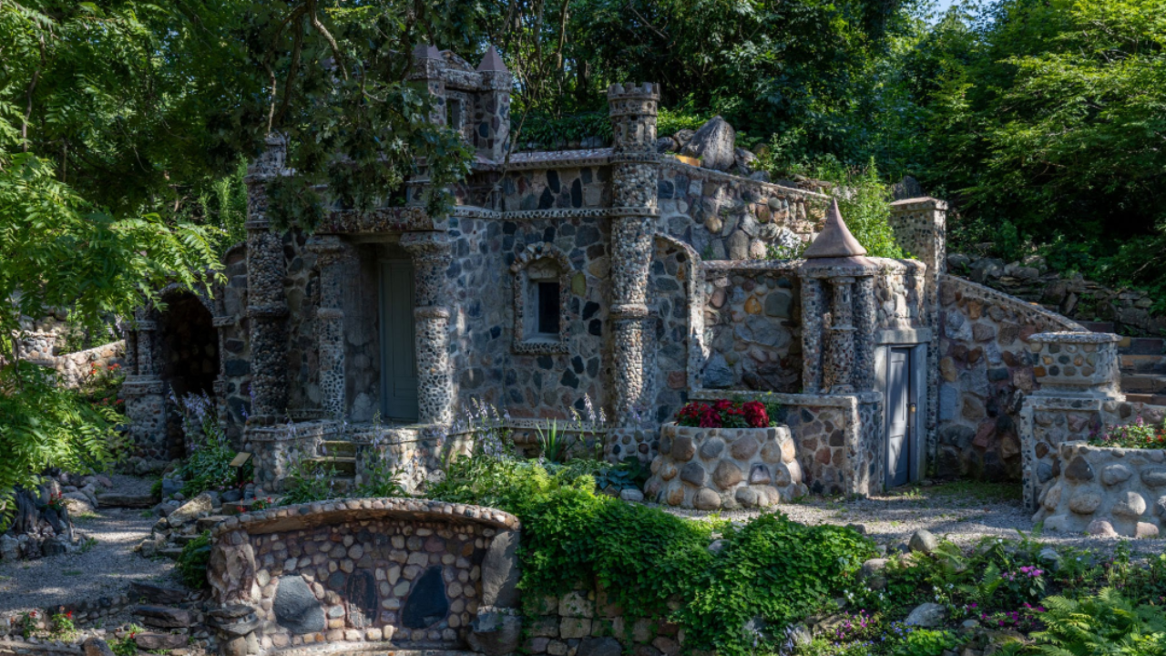In 1932, an Ohio worker lost his job and began building a rock garden; he spent 12 and his wife...