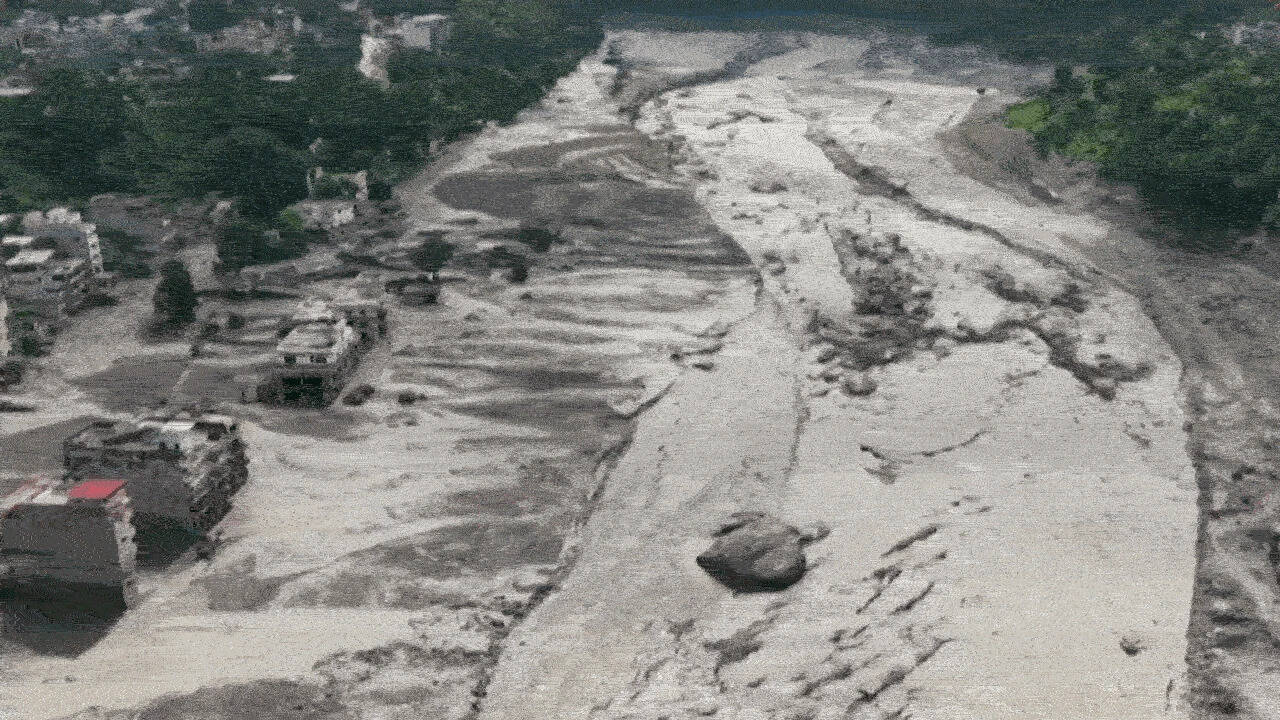 Nepal floods: Aerial views show trail of destruction after massive debris surge