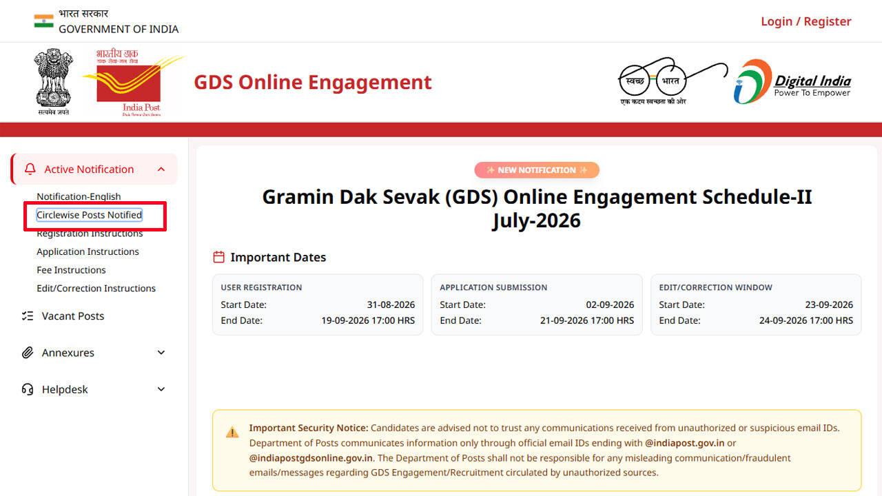 India Post GDS Recruitment 2026: Check circle-wise vacancies for 23,757 posts here