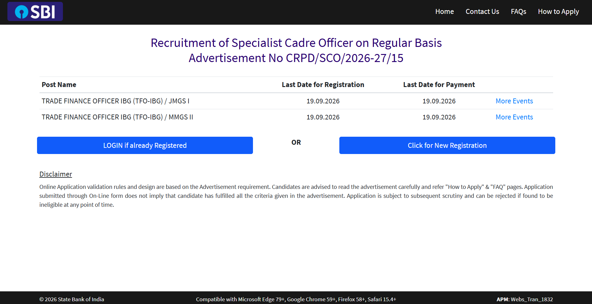 SBI recruitment 2026: Registration underway for Trade Finance Officer posts; check eligibility, direct link to apply