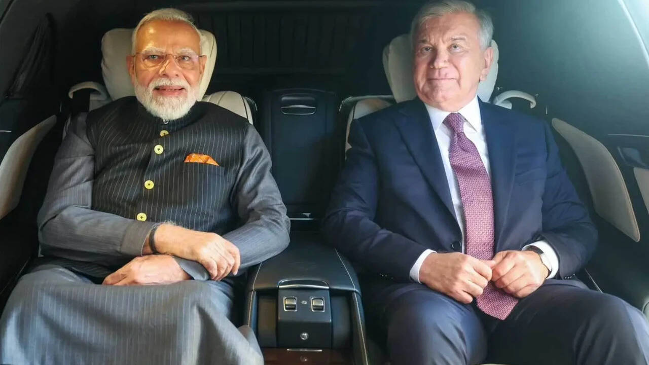 PM Modi received by Uzbek President Mirziyoyev in Tashkent, leaders share car ride
