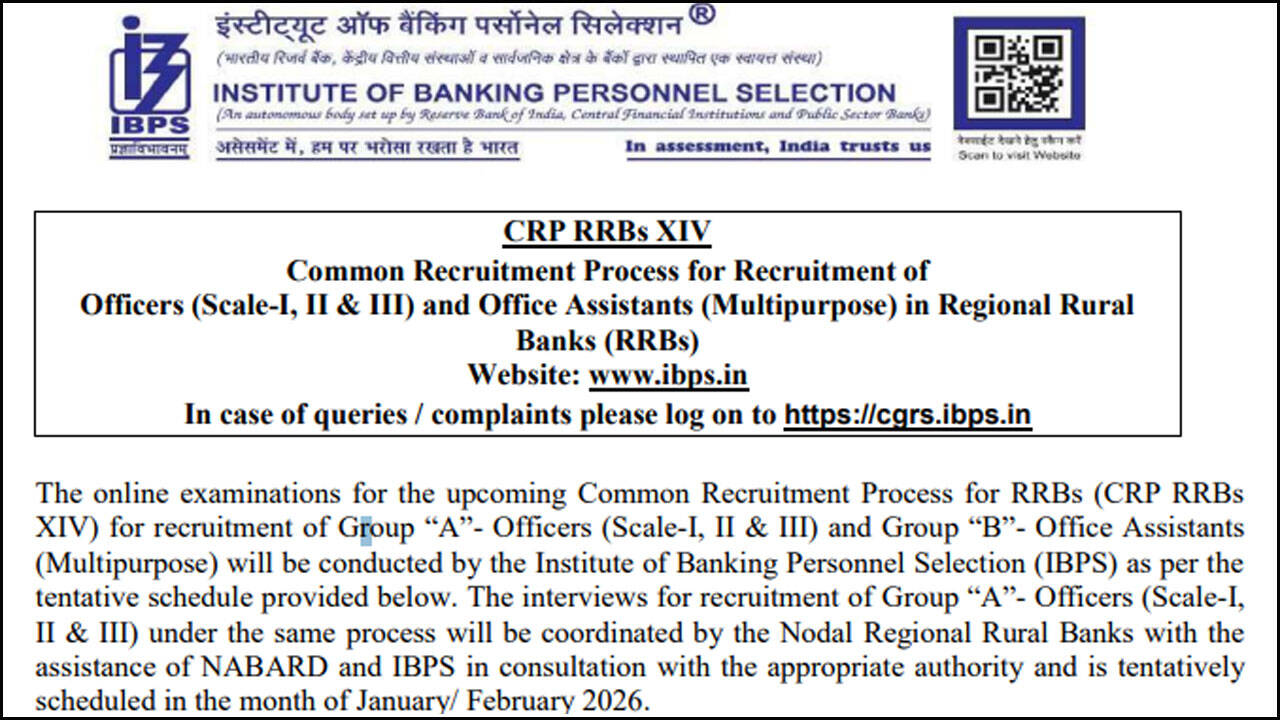 IBPS RRB Clerk 2026 registration begins September 1; check official notification PDF, dates and eligibility